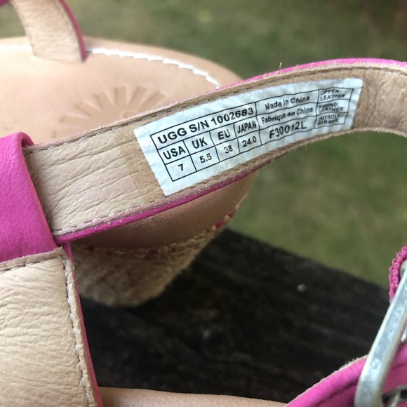 Pink Ugg Strappy wedge Sandals Sz 7 - Picture 4 of 8